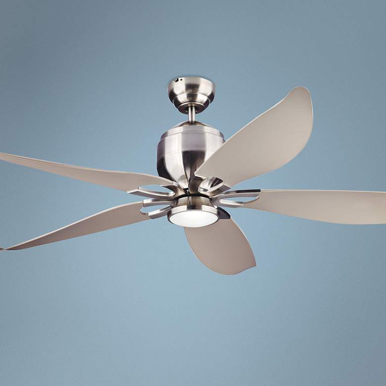 Image 1 56 inch Lily Brushed Steel Damp-Rated LED DC Ceiling Fan