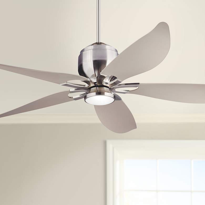 Image 1 56" Lily Brushed Steel LED Ceiling Fan with Remote Control