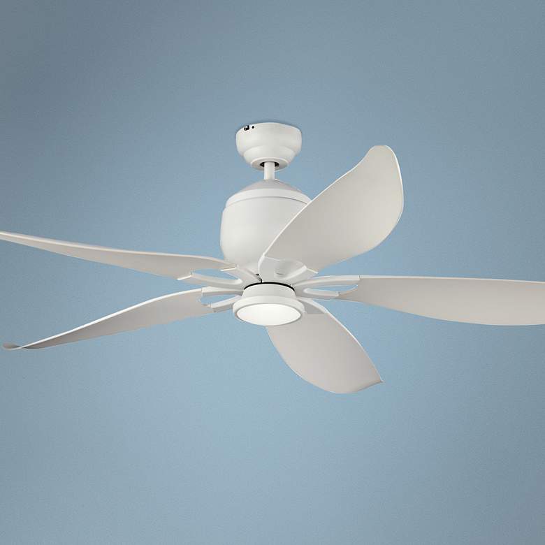 Image 1 56 inch Lily Rubberized White Damp-Rated LED DC Ceiling Fan