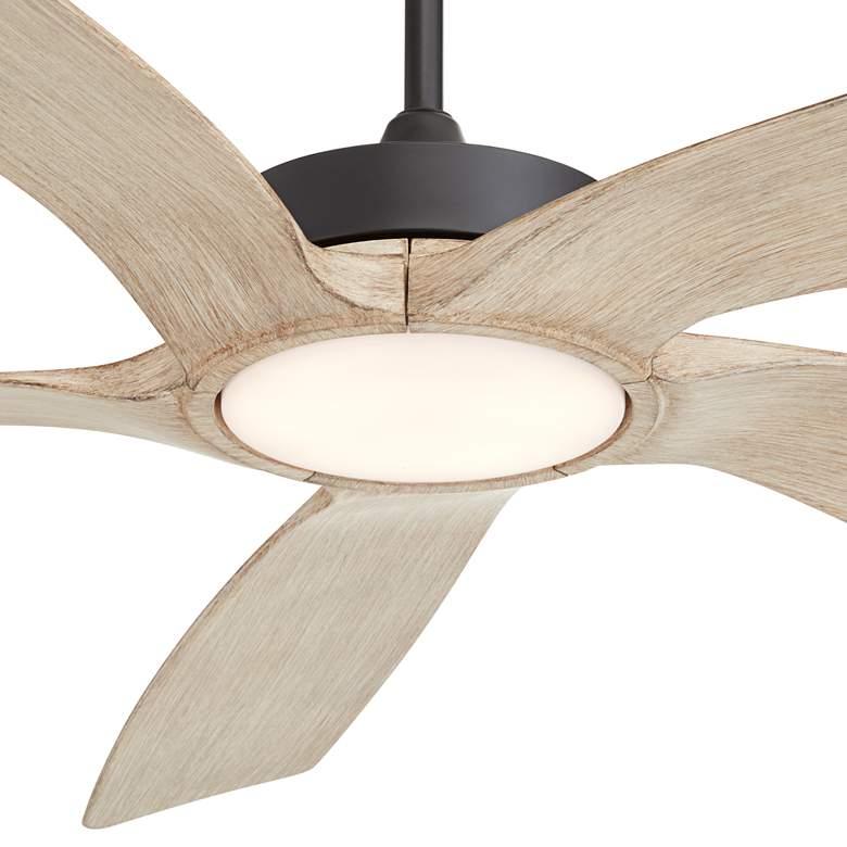 Image 3 56 inch Mach 5 Black and Distressed White Oak LED Damp Fan with Remote more views