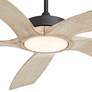 56" Mach 5 Black and Distressed White Oak LED Damp Fan with Remote
