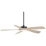 56" Mach 5 Black and Distressed White Oak LED Damp Fan with Remote