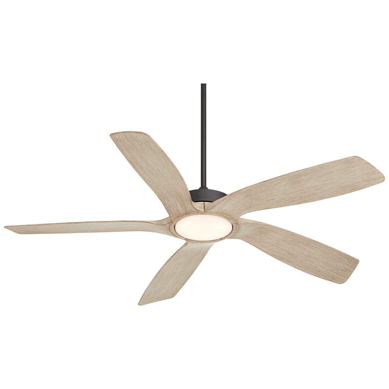 Image 7 56 inch Mach 5 Black and Distressed White Oak LED Damp Fan with Remote more views