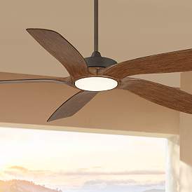 Image1 of 56" Mach 5 Oil-Rubbed Bronze and Koa LED Damp Ceiling Fan with Remote
