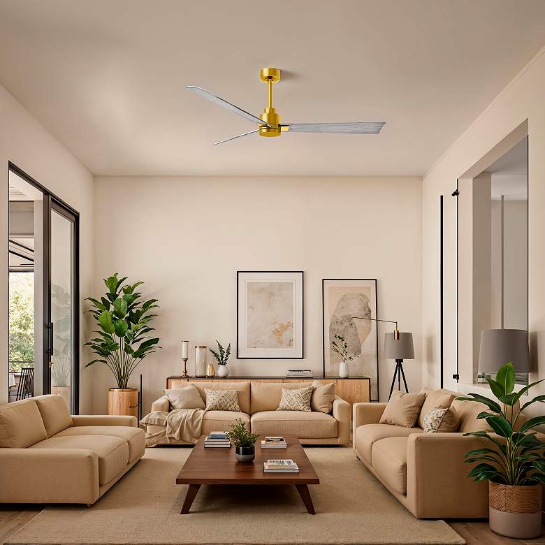 Image 3 56" Matthews Alessandra Brass and Barnwood Ceiling Fan with Remote more views