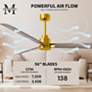 56" Matthews Alessandra Brass and Gray Ash Ceiling Fan with Remote
