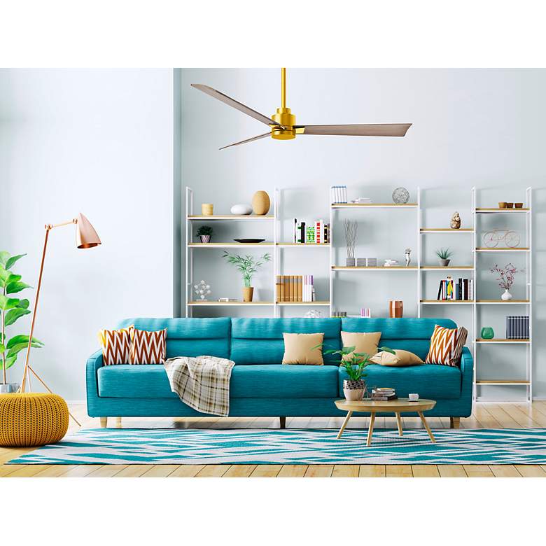 Image 5 56" Matthews Alessandra Brass and Gray Ash Ceiling Fan with Remote more views
