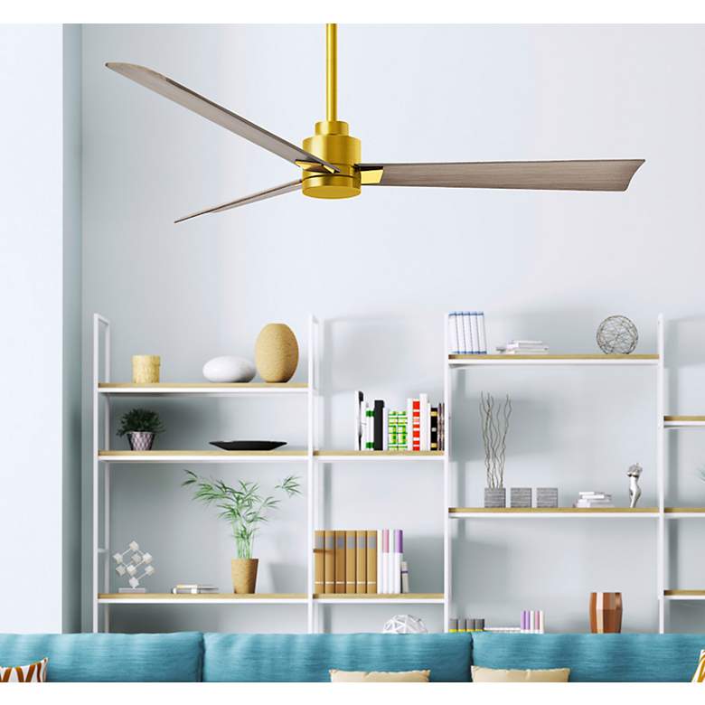 Image 6 56" Matthews Alessandra Brass and Gray Ash Ceiling Fan with Remote more views
