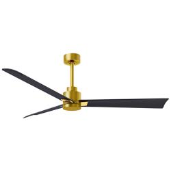 56" Matthews Alessandra Brass and Matte Black Ceiling Fan with Remote