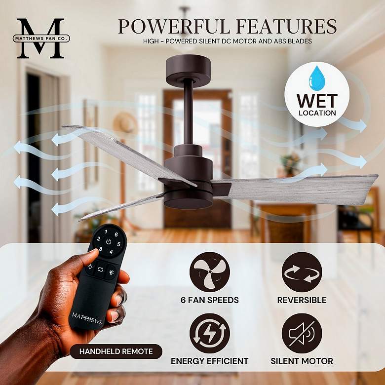 Image 7 56" Matthews Alessandra Bronze and Barnwood Ceiling Fan with Remote more views