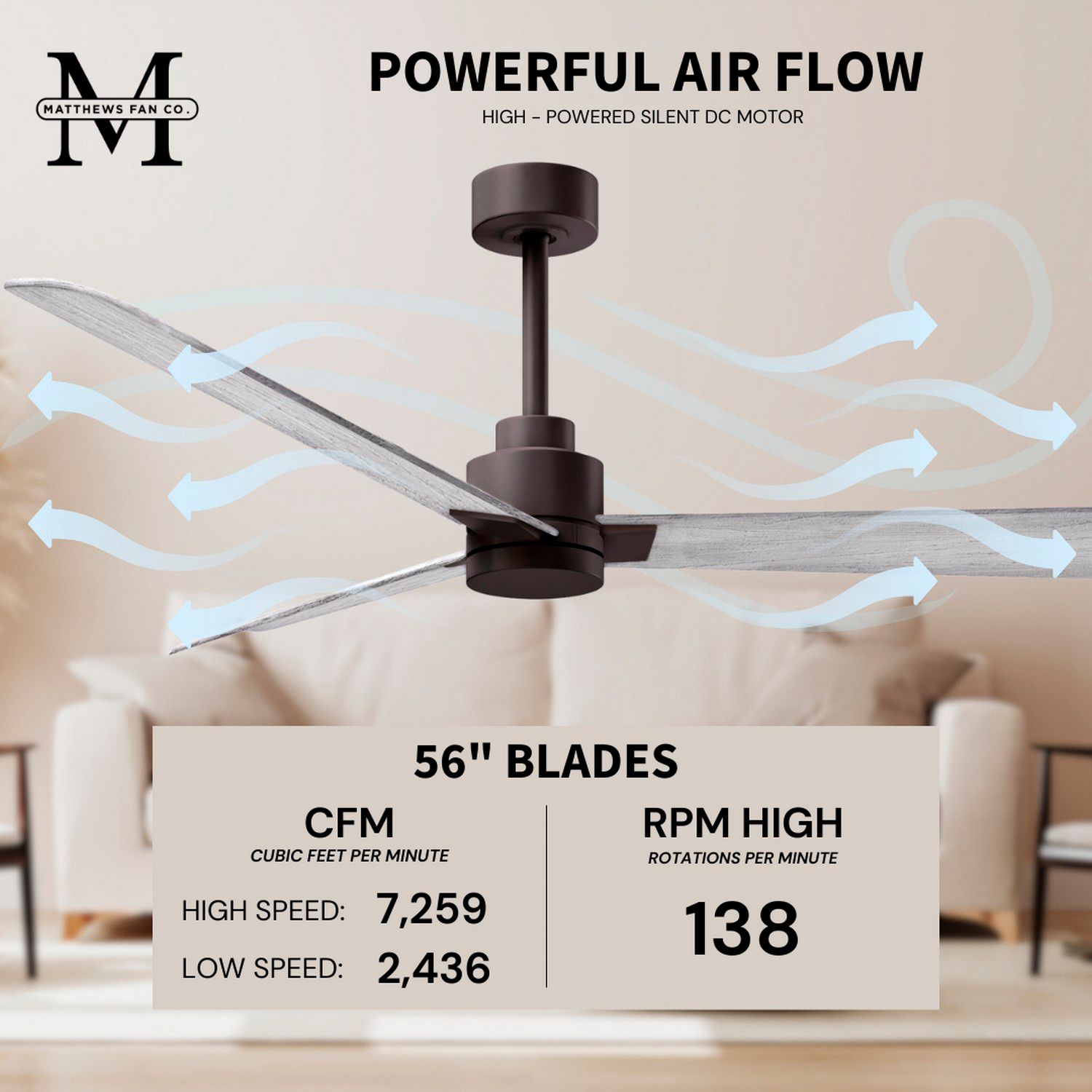 56" Matthews Alessandra Bronze and Barnwood Ceiling Fan with Remote