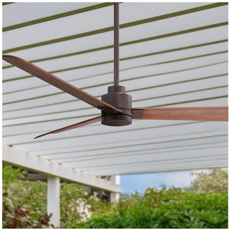 Image 1 56 inch Matthews Alessandra Bronze and Walnut Ceiling Fan with Remote