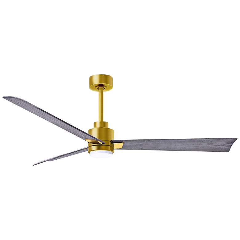 Image 1 56" Matthews Alessandra Damp LED Brass Barnwood Fan with Remote