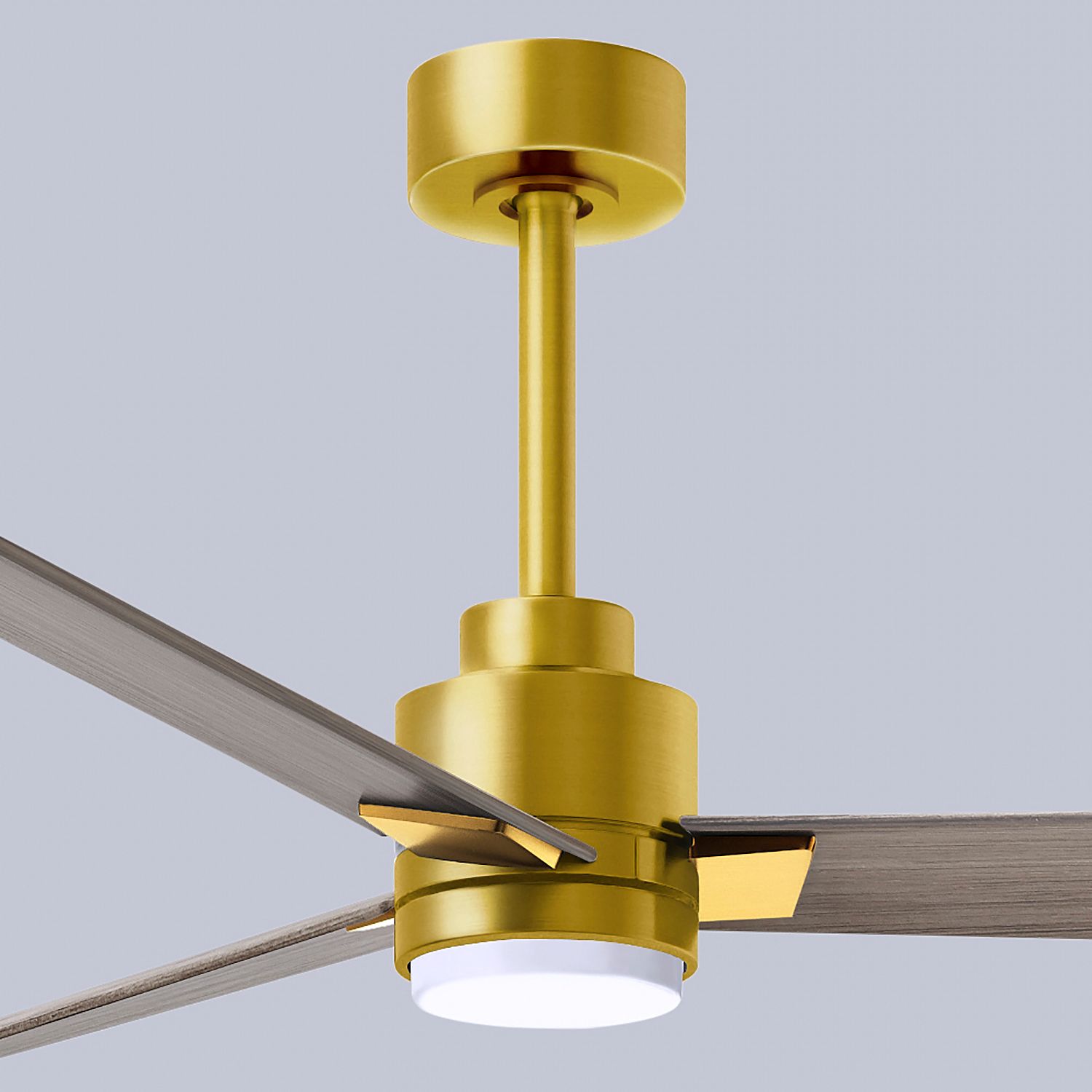 56" Matthews Alessandra Damp LED Brass Gray Ceiling Fan with Remote