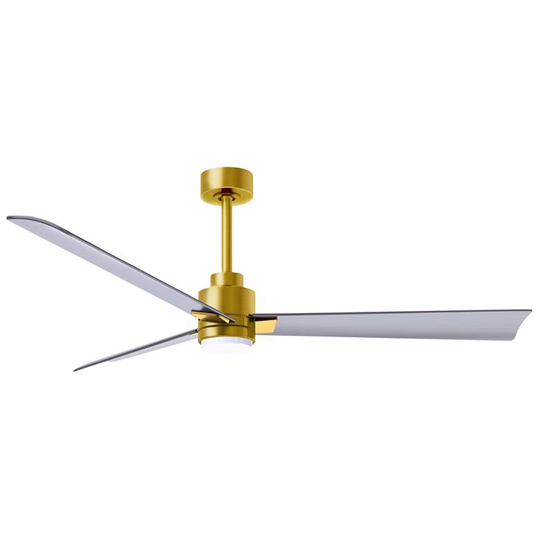 Image 1 56" Matthews Alessandra Damp LED Nickel Brass Ceiling Fan with Remote