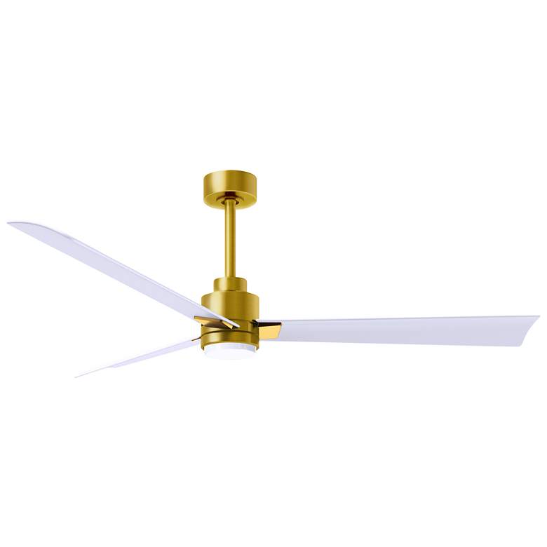 Image 1 56 inch Matthews Alessandra Damp LED White Brass Ceiling Fan with Remtoe