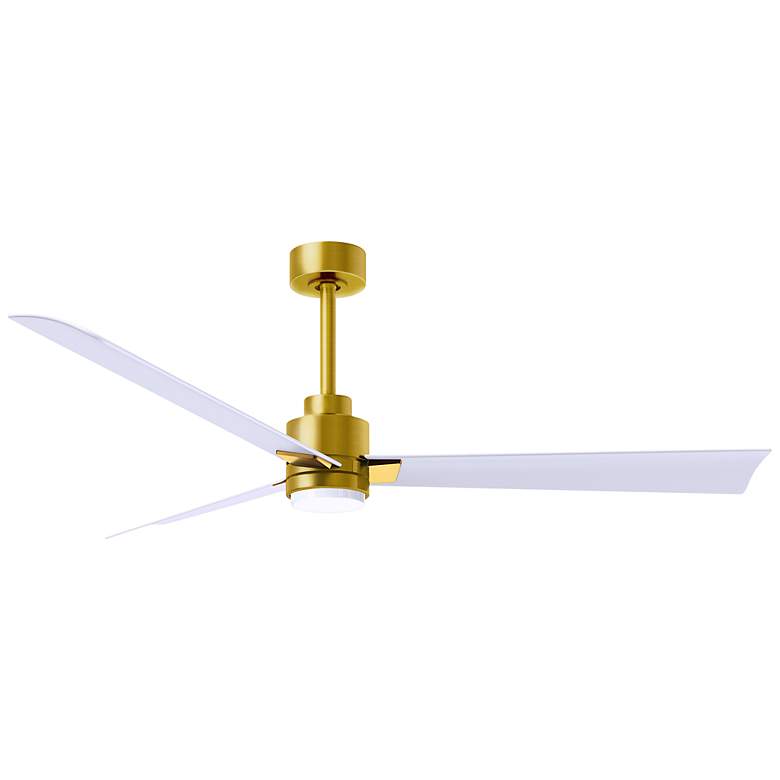 Image 1 56 inch Matthews Alessandra Damp LED White Brass Ceiling Fan with Remtoe