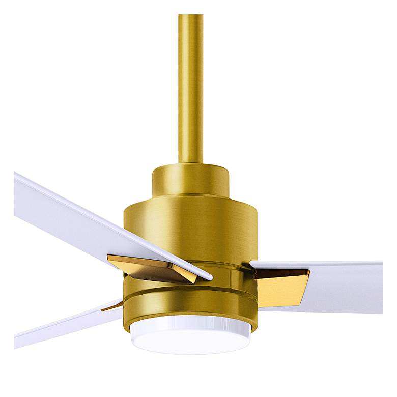 Image 3 56" Matthews Alessandra Damp LED White Brass Ceiling Fan with Remtoe more views
