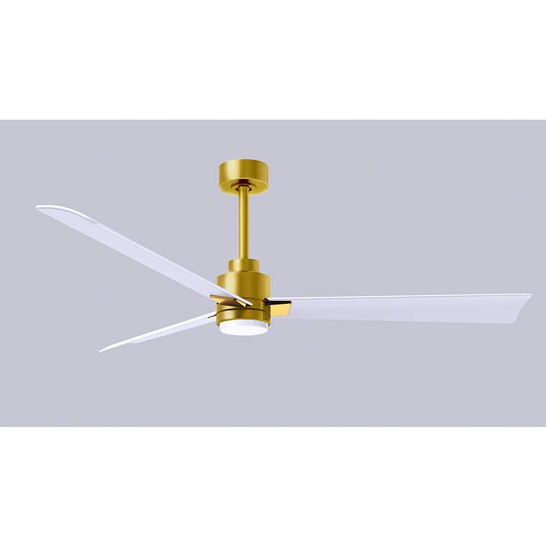Image 7 56" Matthews Alessandra Damp LED White Brass Ceiling Fan with Remtoe more views