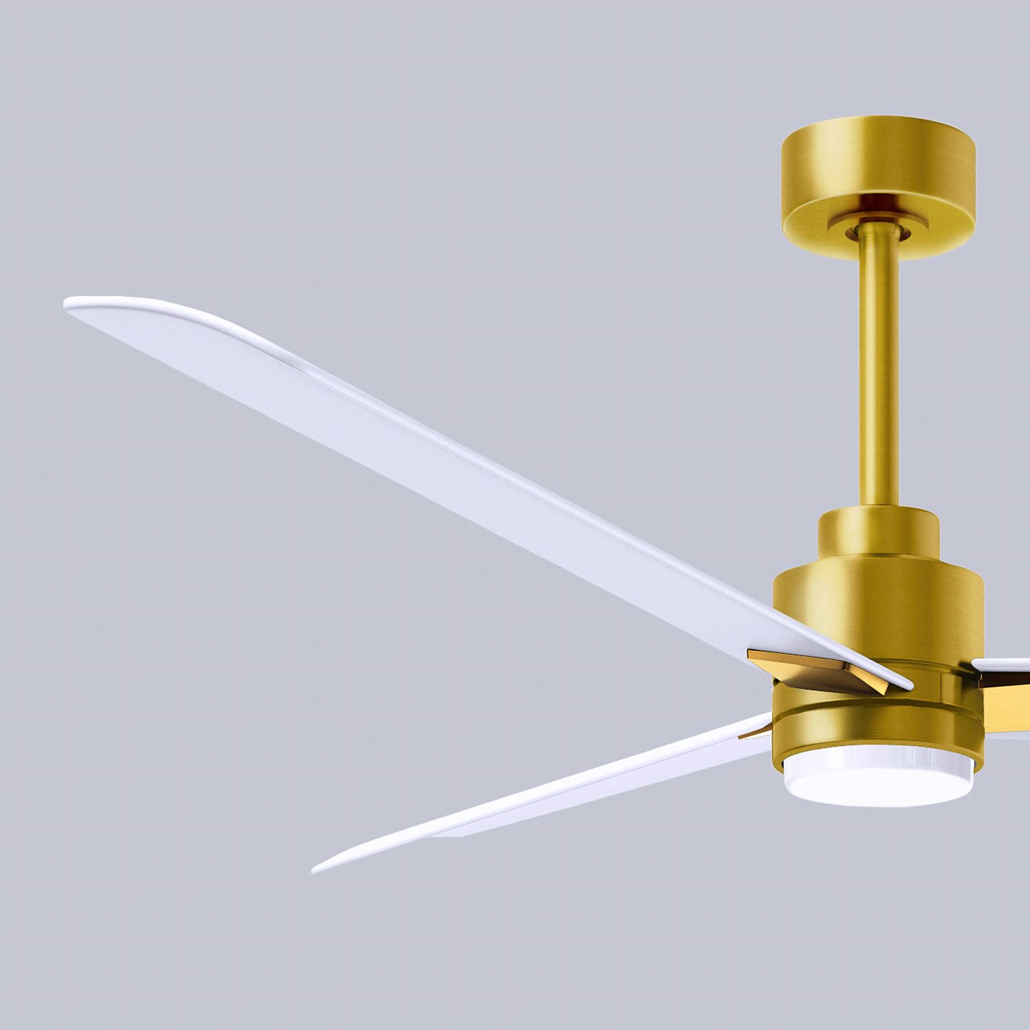 56" Matthews Alessandra Damp LED White Brass Ceiling Fan with Remtoe