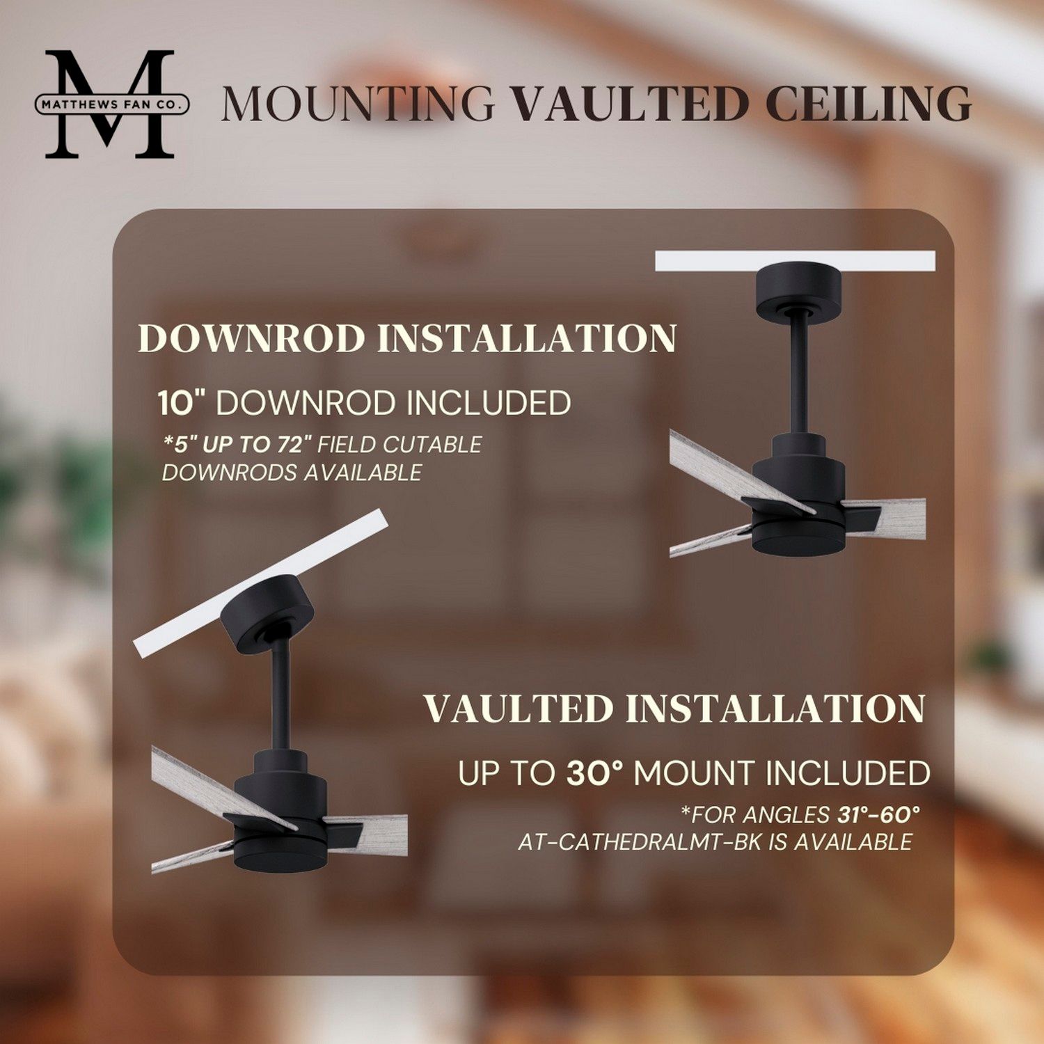 56" Matthews Alessandra Matte Black Barnwood Ceiling Fan with Remote