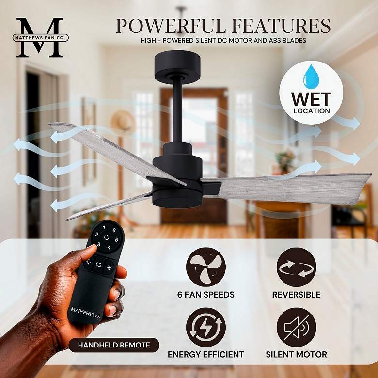 Image 7 56" Matthews Alessandra Matte Black Barnwood Ceiling Fan with Remote more views