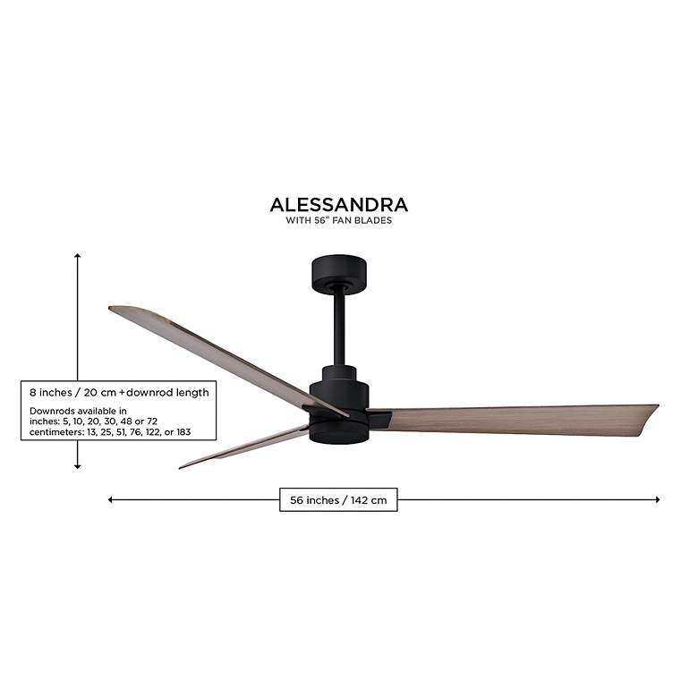 Image 4 56" Matthews Alessandra Matte Black Gray Ash Ceiling Fan with Remote more views