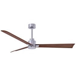 56" Matthews Alessandra Nickel and Walnut Ceiling Fan with Remote