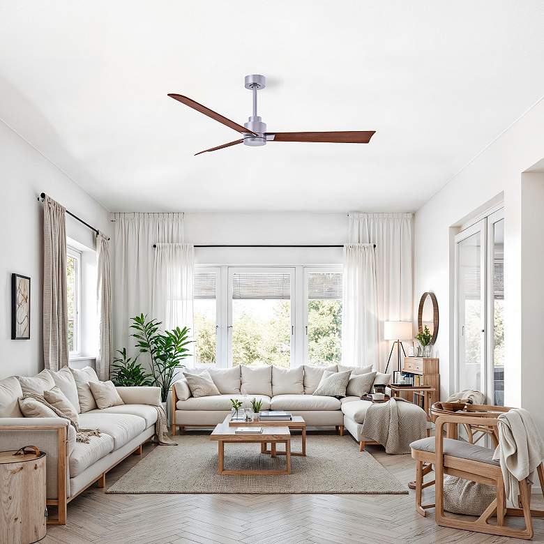 Image 7 56" Matthews Alessandra Nickel and Walnut Ceiling Fan with Remote more views