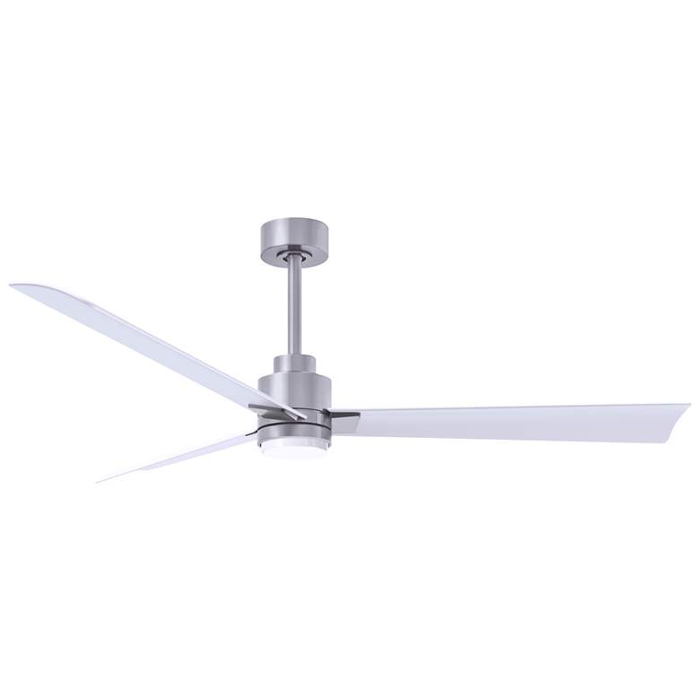 Image 1 56 inch Matthews Alessandra Wet LED Nickel White Ceiling Fan with Remote