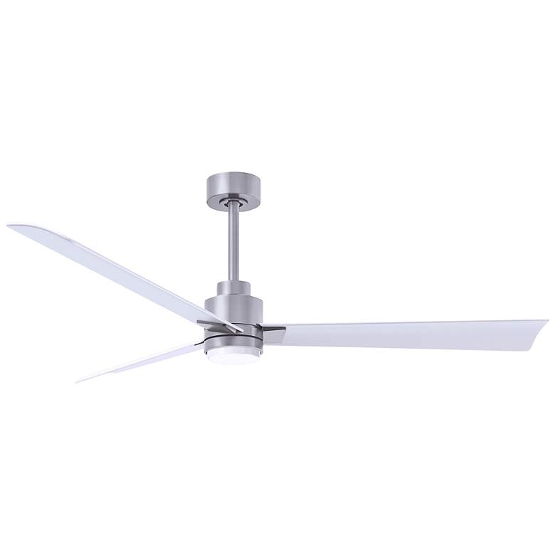 Image 1 56" Matthews Alessandra Wet LED Nickel White Ceiling Fan with Remote