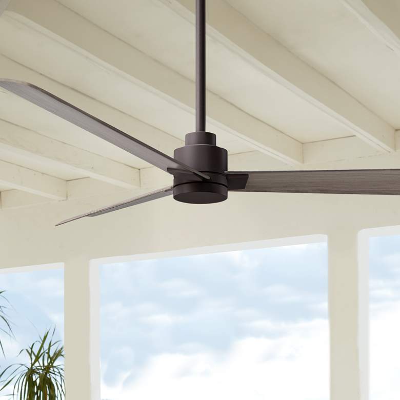 Image 1 56" Matthews Alessandra Wet Rated Bronze Ash Ceiling Fan with Remote