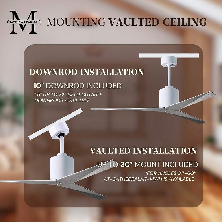 Image 6 56" Matthews Eliza 3-Blade Gloss White Ceiling Fan more views