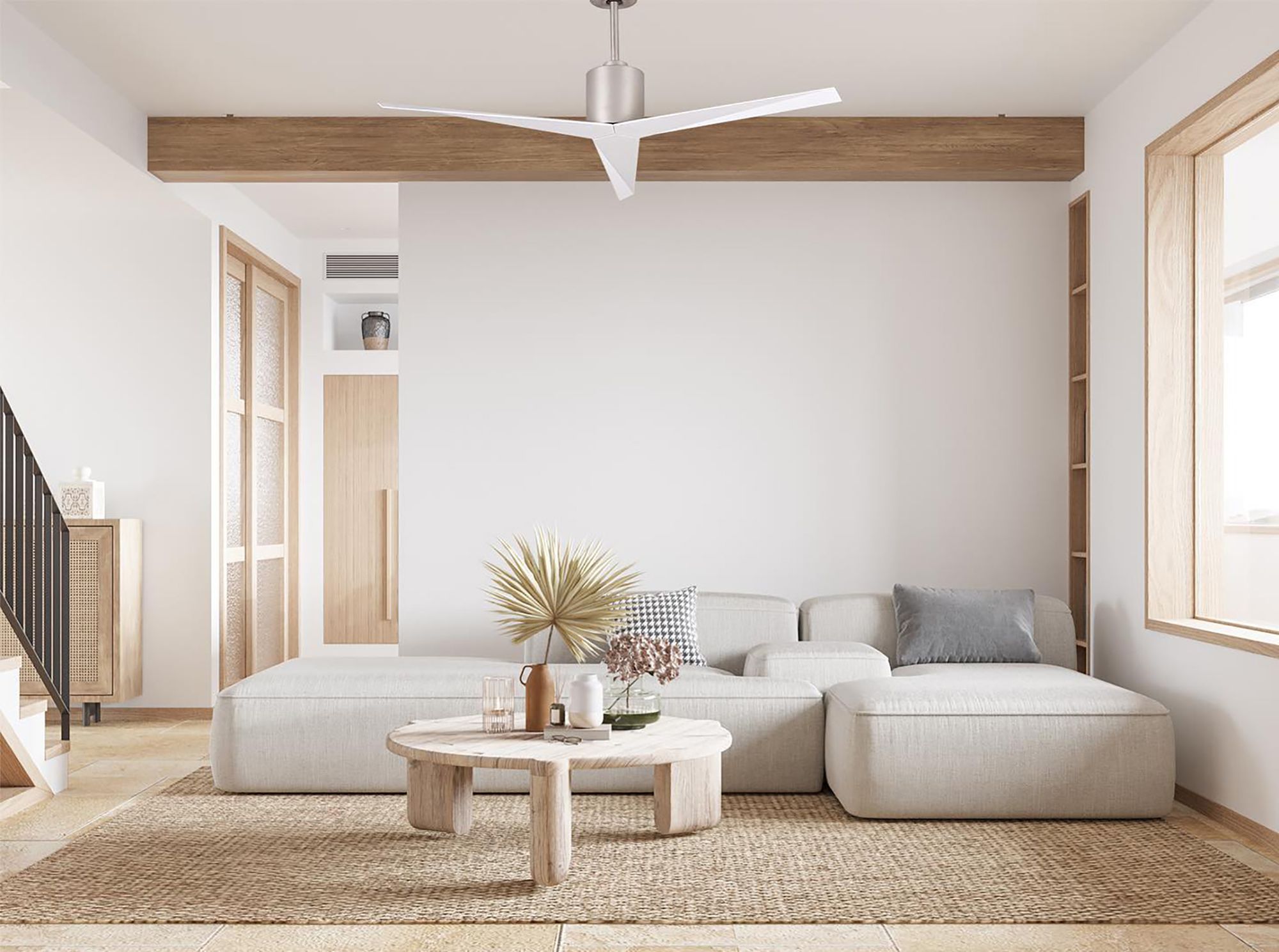 Image 3 56" Matthews Eliza Brushed Nickel Gloss White Modern Ceiling Fan more views