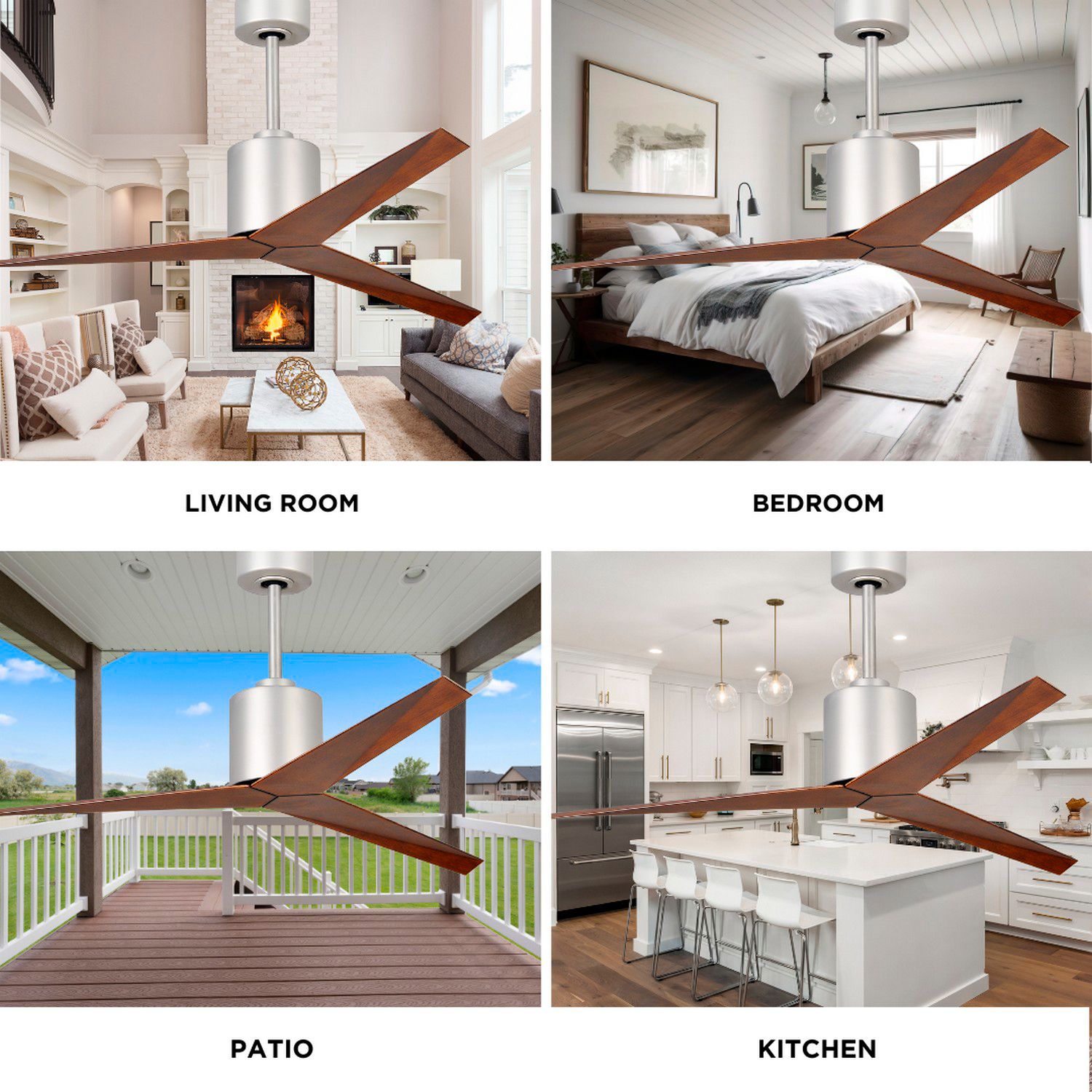 56" Matthews Eliza Brushed Nickel Walnut Blades Ceiling Fan