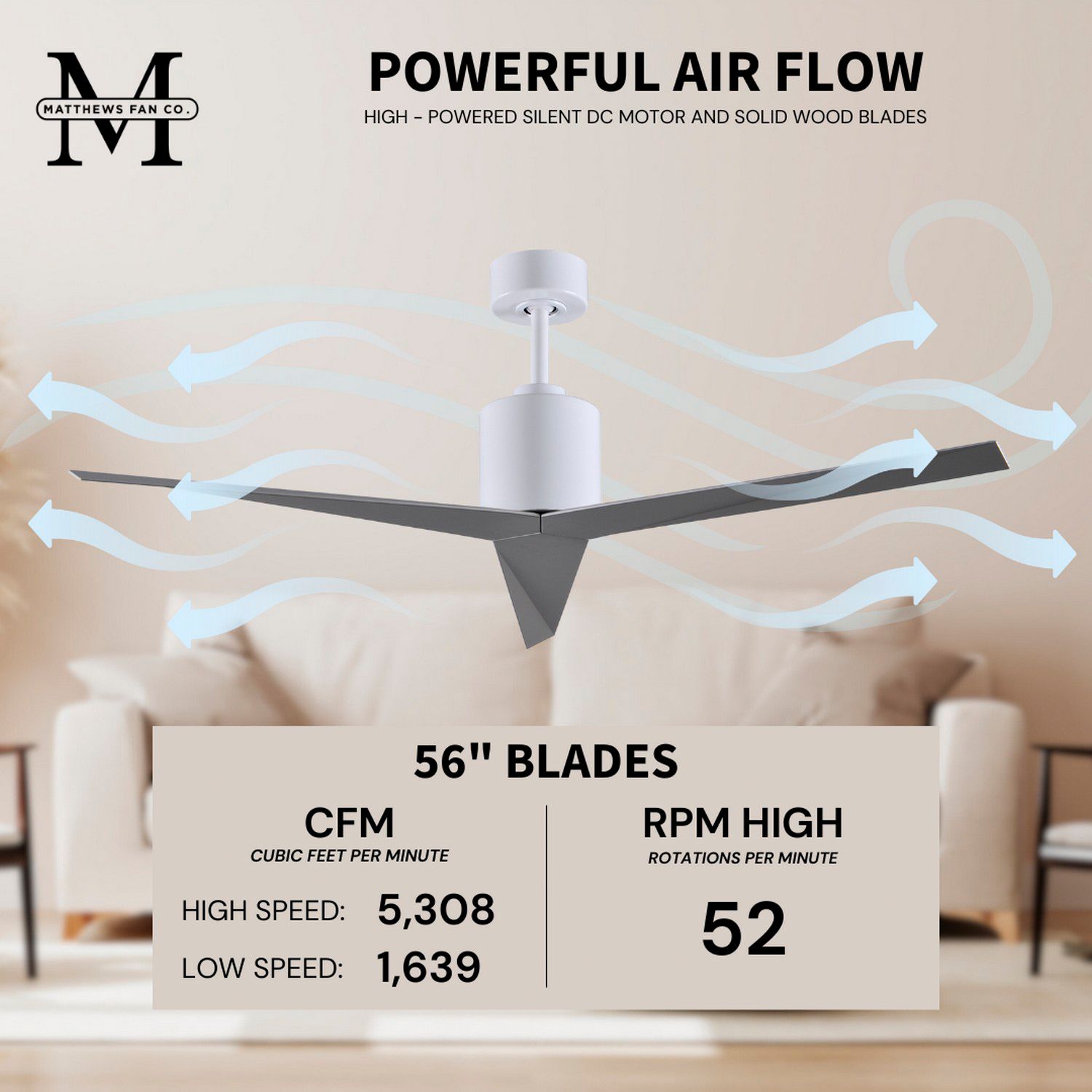 Image 7 56" Matthews Eliza Gloss 3-Blade White and Silver Ceiling Fan more views