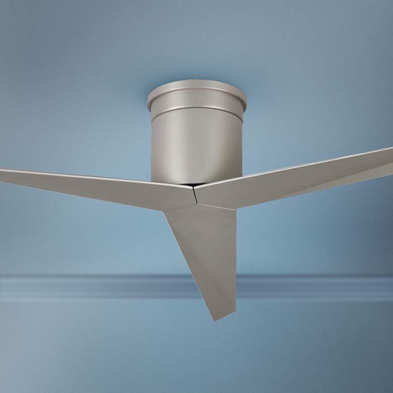 Image 1 56" Matthews Eliza-H Brushed Nickel Damp Rated Hugger Fan with Remote