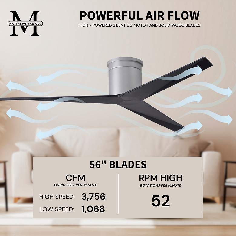 Image 6 56" Matthews Eliza-H Brushed Nickel Matte Black Ceiling Fan more views