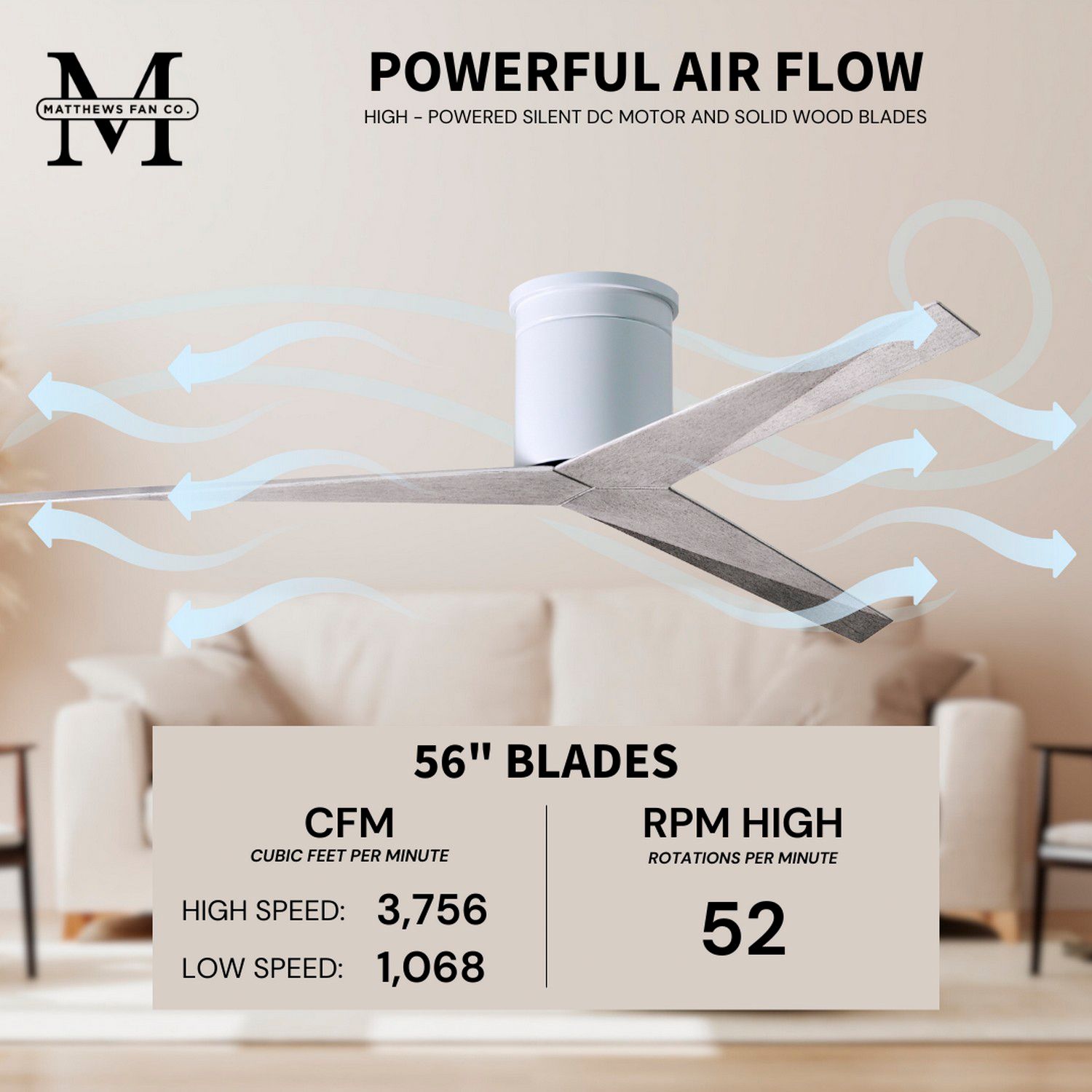 Image 6 56" Matthews Eliza-H Gloss White Barn Wood Flush Mount Ceiling Fan more views