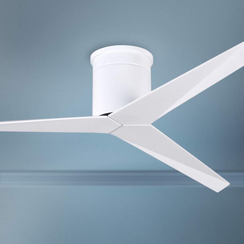 Image 1 56 inch Matthews Eliza-H Gloss White Damp Hugger Ceiling Fan with Remote