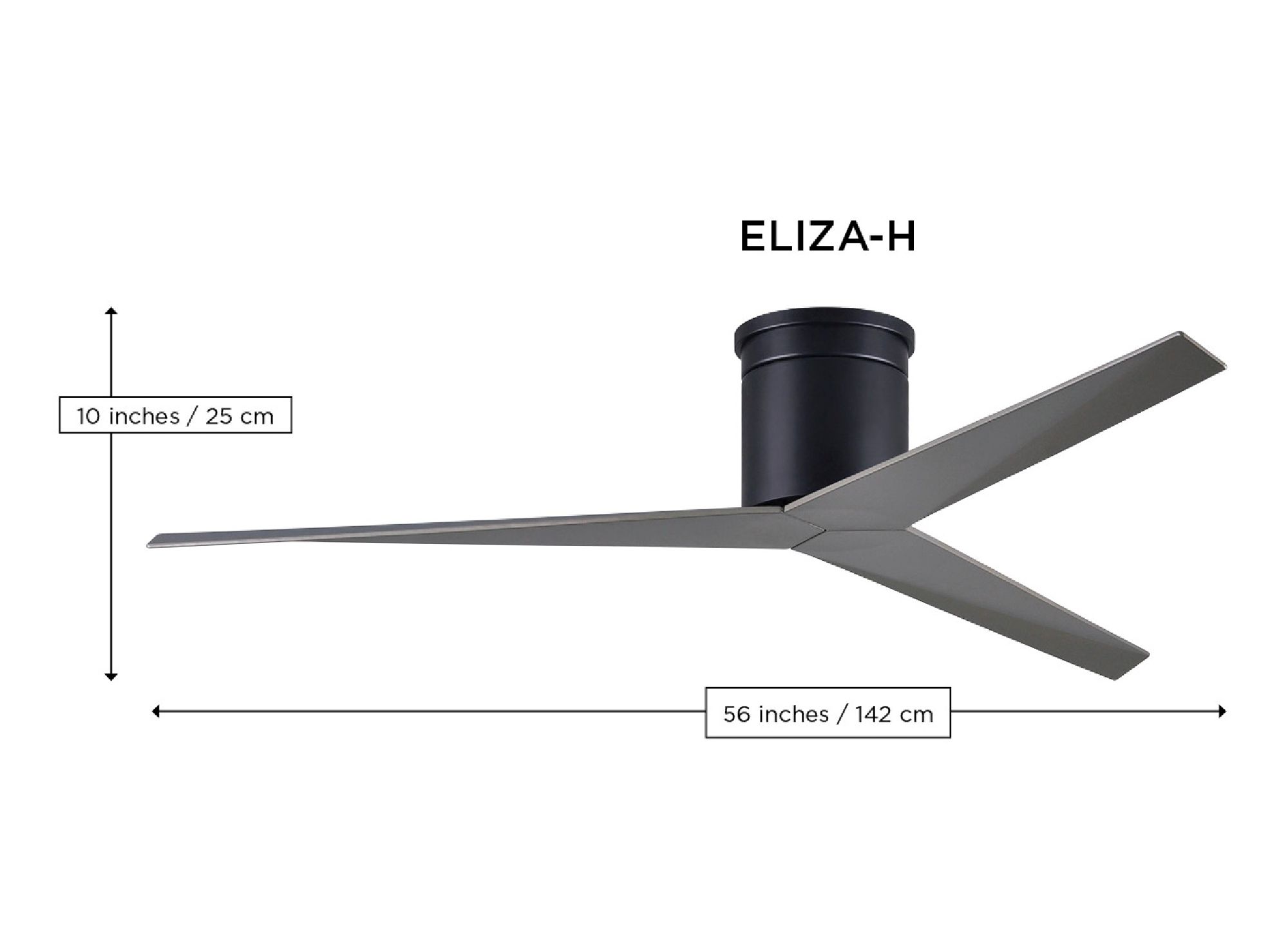 56" Matthews Eliza-H Hugger 3-Blade Matte Black Ceiling Fan
