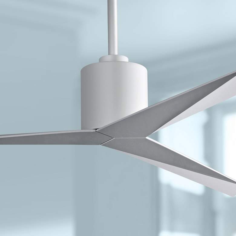 Image 1 56 inch Matthews Eliza White Modern Damp Rated Ceiling Fan with Remote