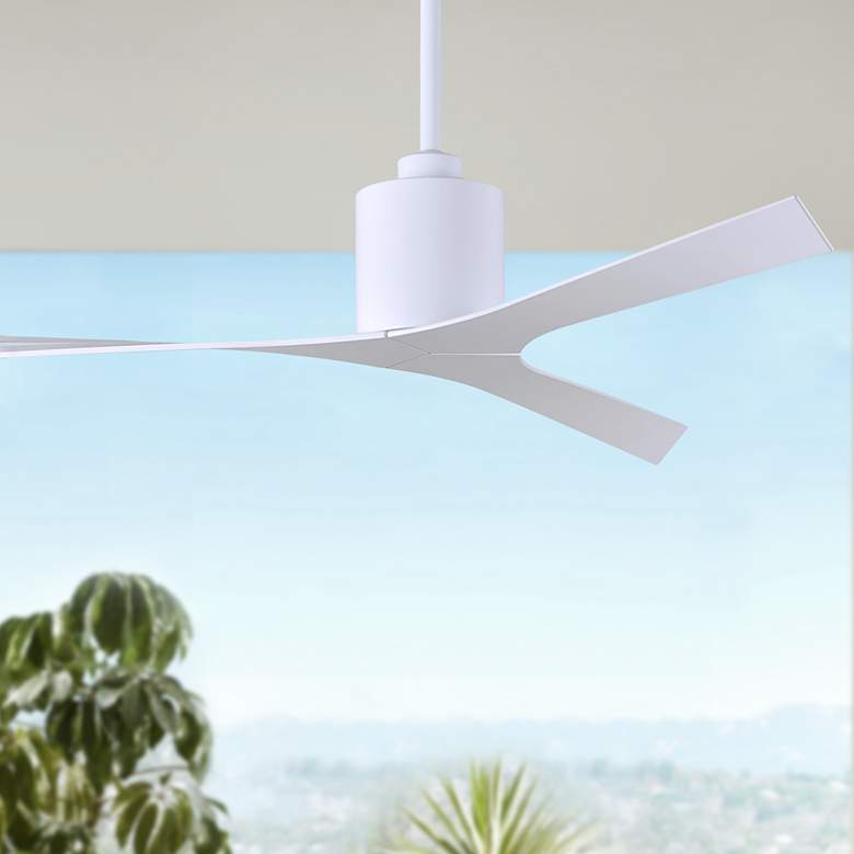 Image 1 56 inch Matthews Molly Gloss White Modern Outdoor Ceiling Fan with Remote