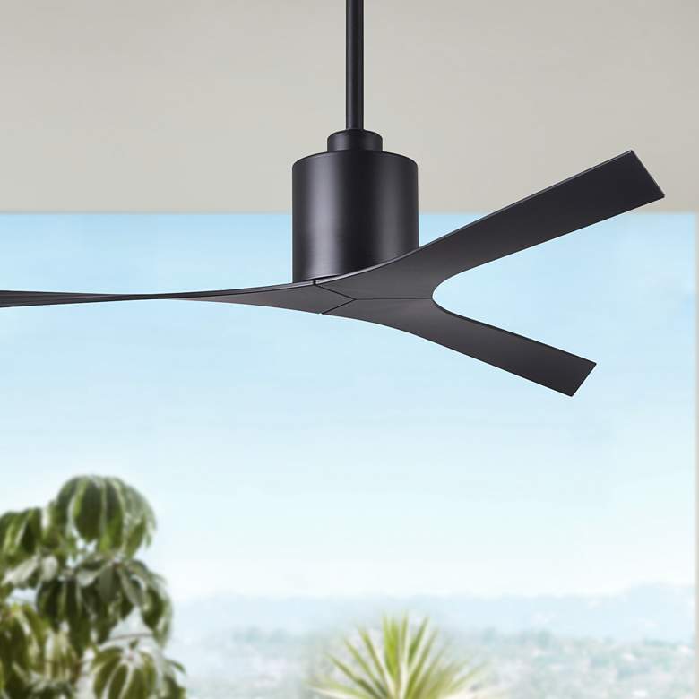 Image 1 56 inch Matthews Molly Matte Black Damp Rated Ceiling Fan with Remote