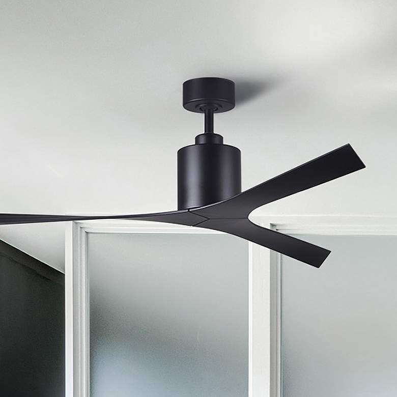 Image 1 56 inch Matthews Molly Matte Black Damp Rated Ceiling Fan with Remote