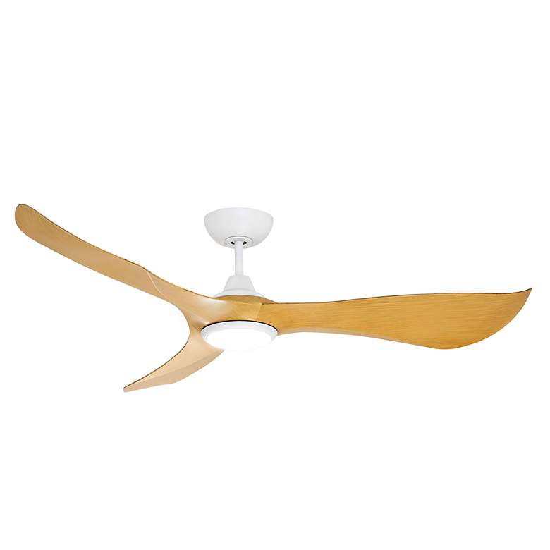 Image 2 56" Maxim Keanu Matte White/Teak Indoor/Outdoor Fan w LED Light Kit more views