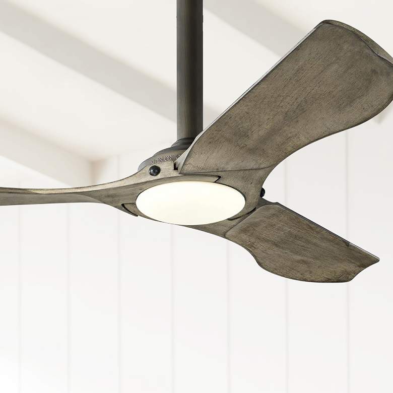 Image 1 56 inch Minimalist Pewter LED Rustic Ceiling Fan with Remote