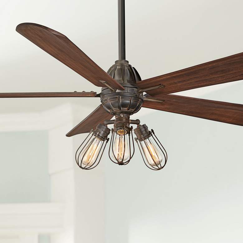 Image 1 56 inch Minka Aire Alva Tarnished Iron LED Ceiling Fan