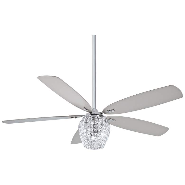Image 2 56" Minka Aire Bling Chrome and Crystal LED Ceiling Fan with Remote