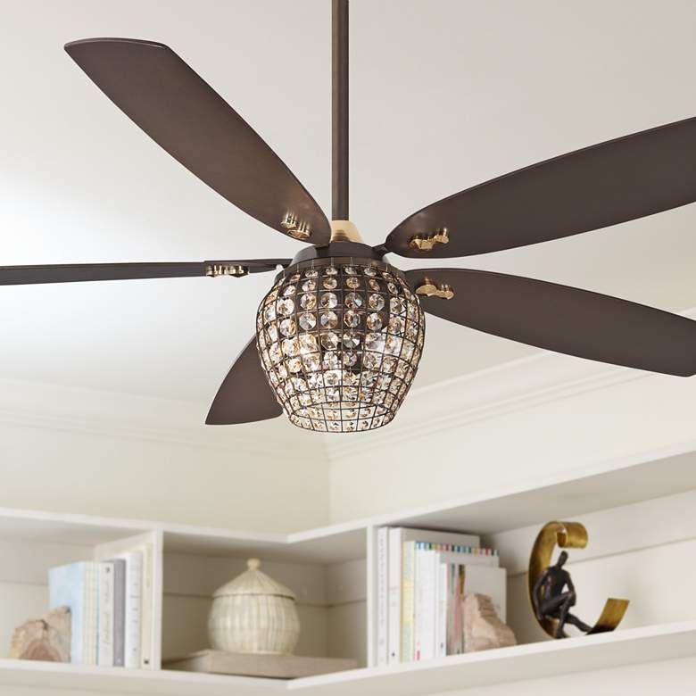 Image 1 56 inch Minka Aire Bling LED Bronze Crystal Indoor Ceiling Fan with Remote